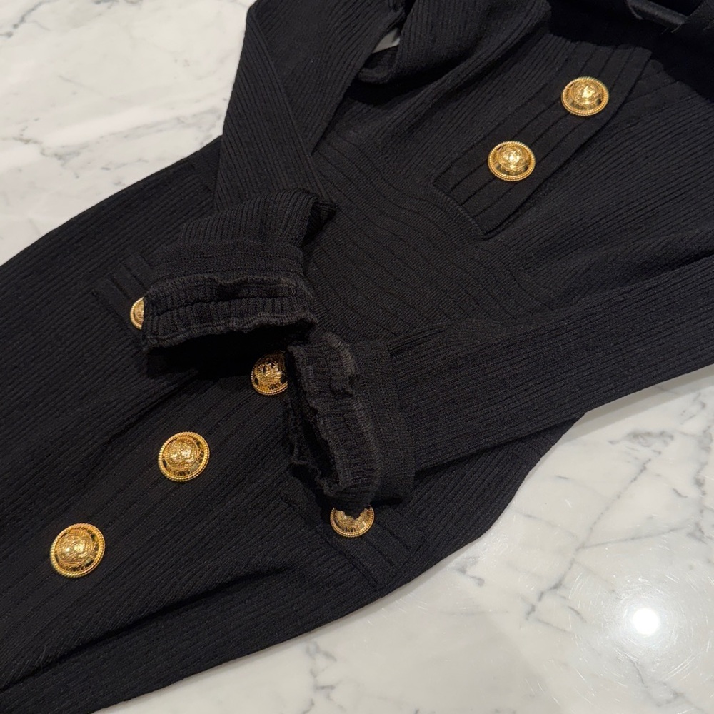 Balmain Short knitted dress with gold buttons black black - Picture 15 of 16